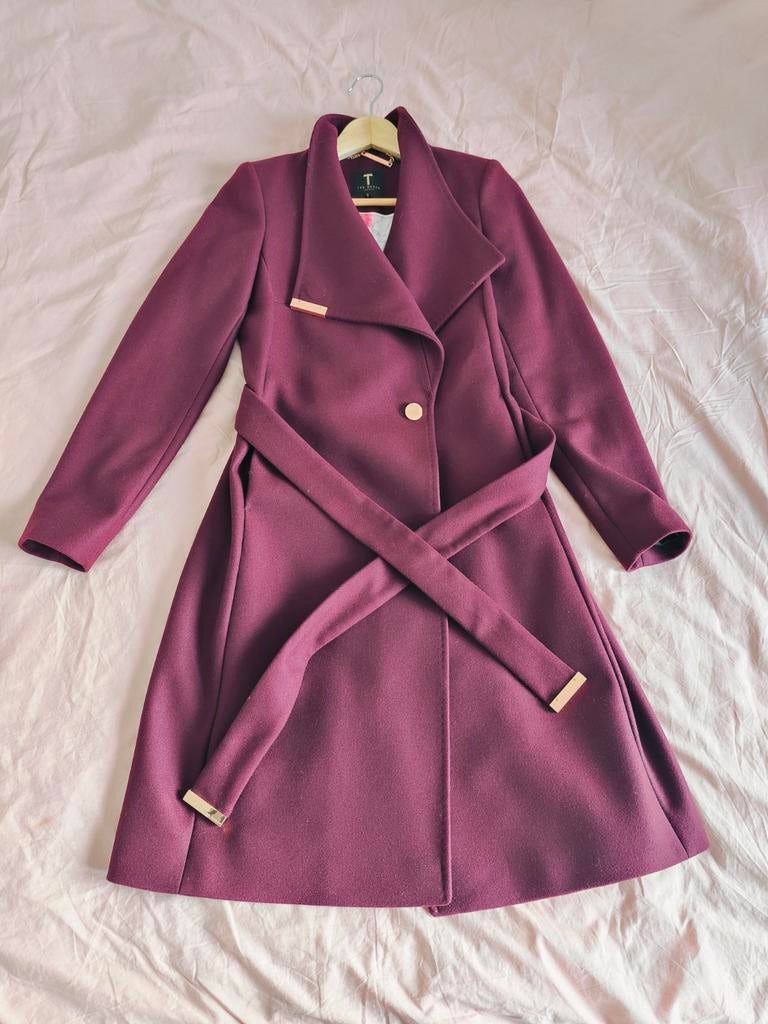 Ted Baker jas maat 34, paars met gebloemde voering, Paars, Ophalen of Verzenden, Zo goed als nieuw, Maat 34 (XS) of kleiner
