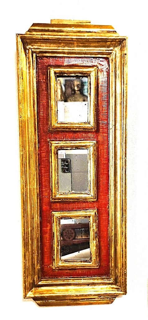 Italiaans houten gedoreerde spiegel., Ophalen of Verzenden