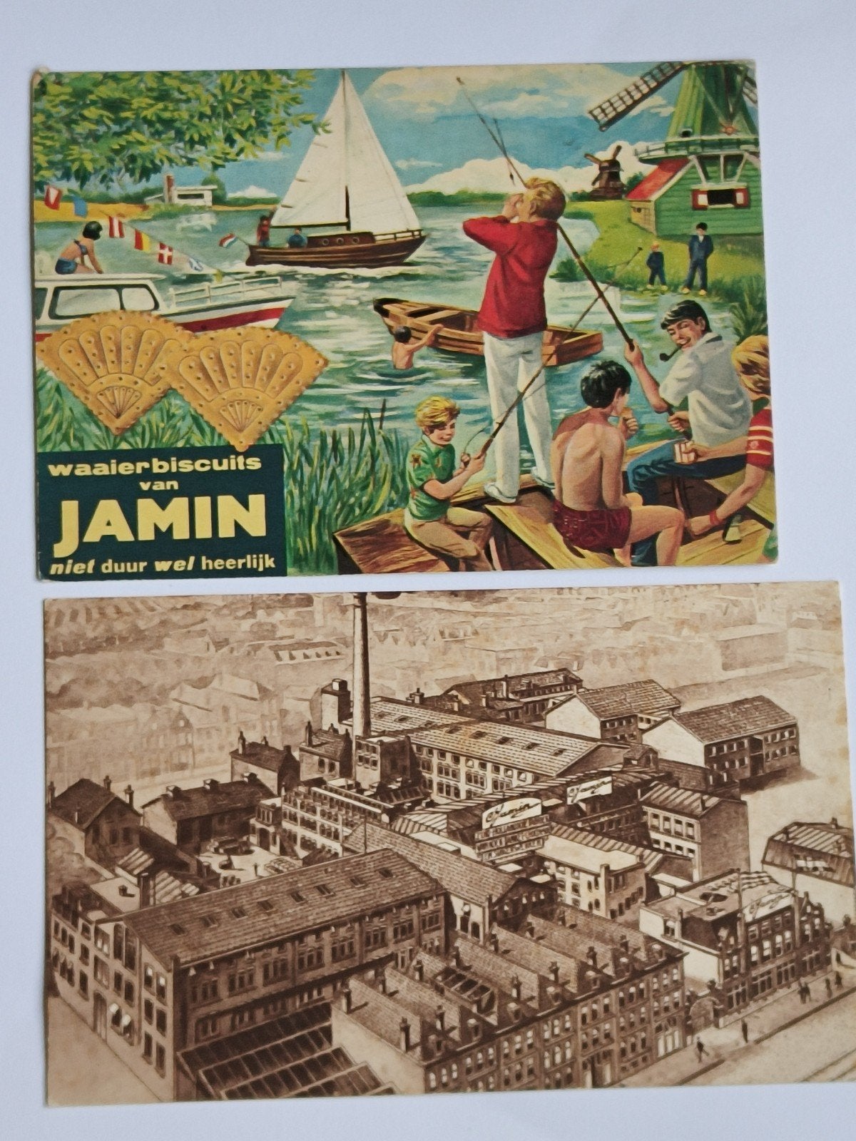 2 X RECLAMEKAART JAMIN BISCUIT EN FABRIEK, Ophalen of Verzenden