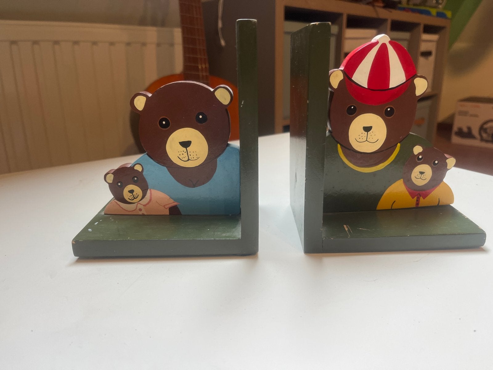 Leuke houten boekensteunen met beren design, Gebruikt, Meerkleurig, Ophalen of Verzenden, Vintage