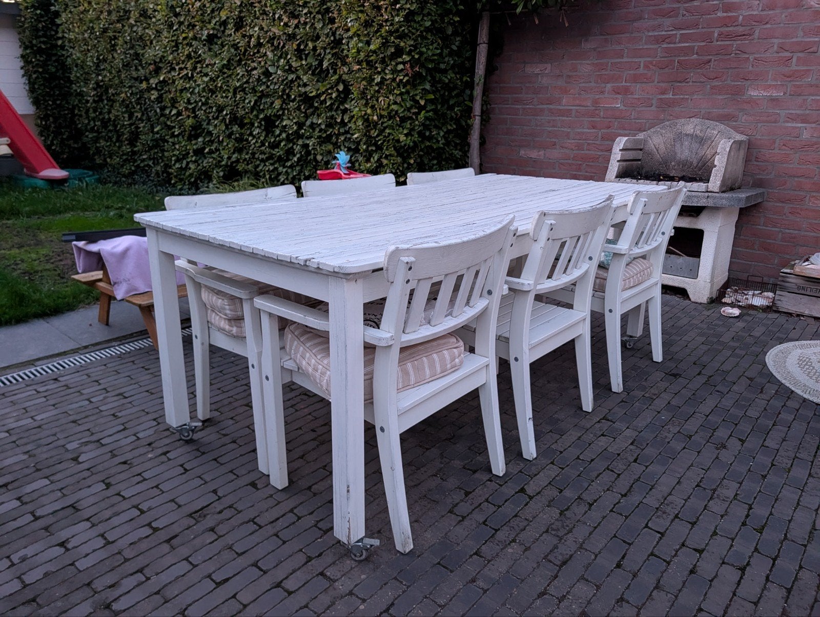 Gratis af te halen in Sittard - Ikea tuintafel met 6 stoelen, Ophalen, Gebruikt, Rechthoekig, Hout
