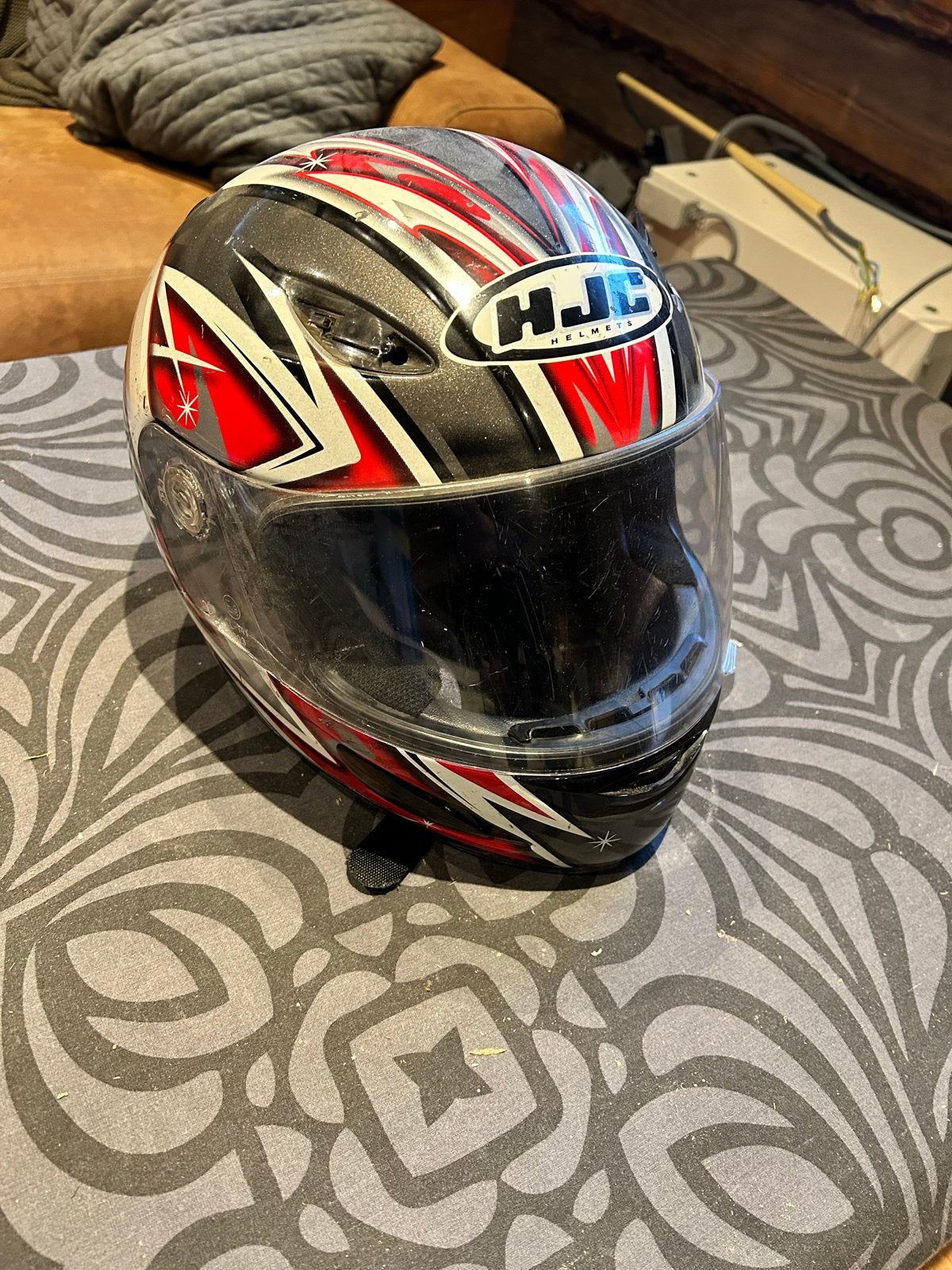 HJC motorhelm, zwart/rood, maat L/XL (Youth), Motoren, Ophalen of Verzenden, Tweedehands, Kinderen, Overige typen