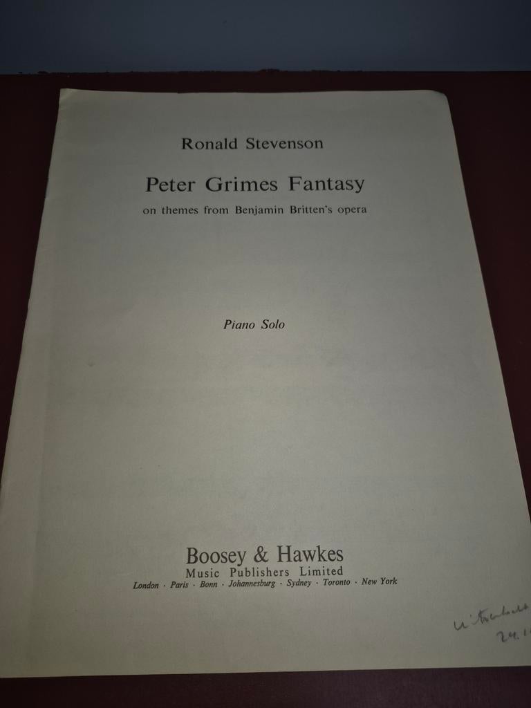 Peter Grimes Fantasy, Ronald Stevenson, Ophalen of Verzenden, Zo goed als nieuw, Piano