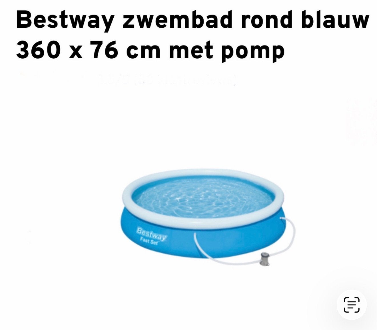 Bestway Zwembad Rond Blauw 360 x 76 cm met Pomp, Tuin en Terras, Zwembaden, Gebruikt, Minder dan 80 cm, Rond, 300 cm of meer