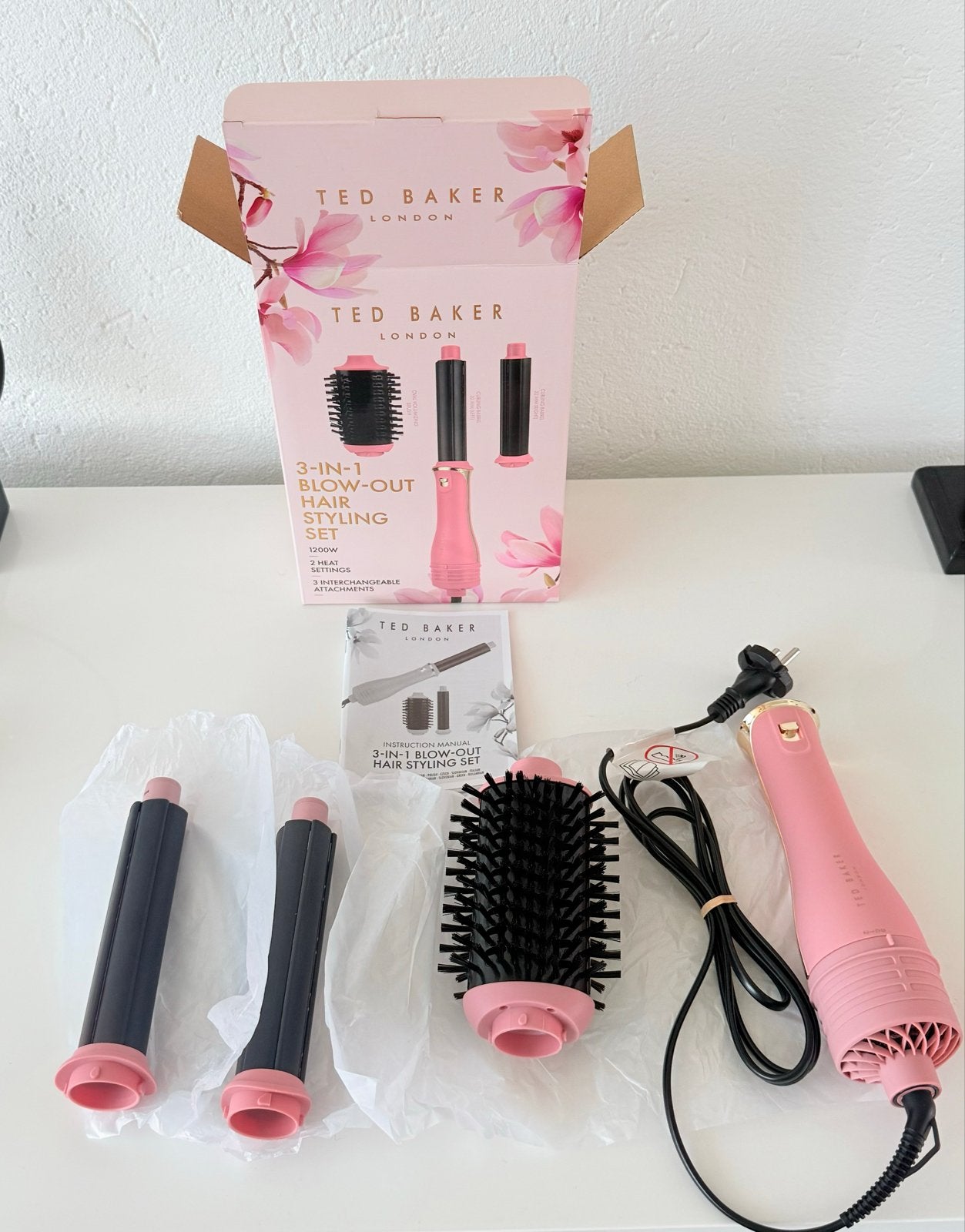 Ted Baker 3-in-1 Föhnborstel en Krulset - Roze, Witgoed en Apparatuur, Persoonlijke-verzorgingsapparatuur, Ophalen, Zo goed als nieuw