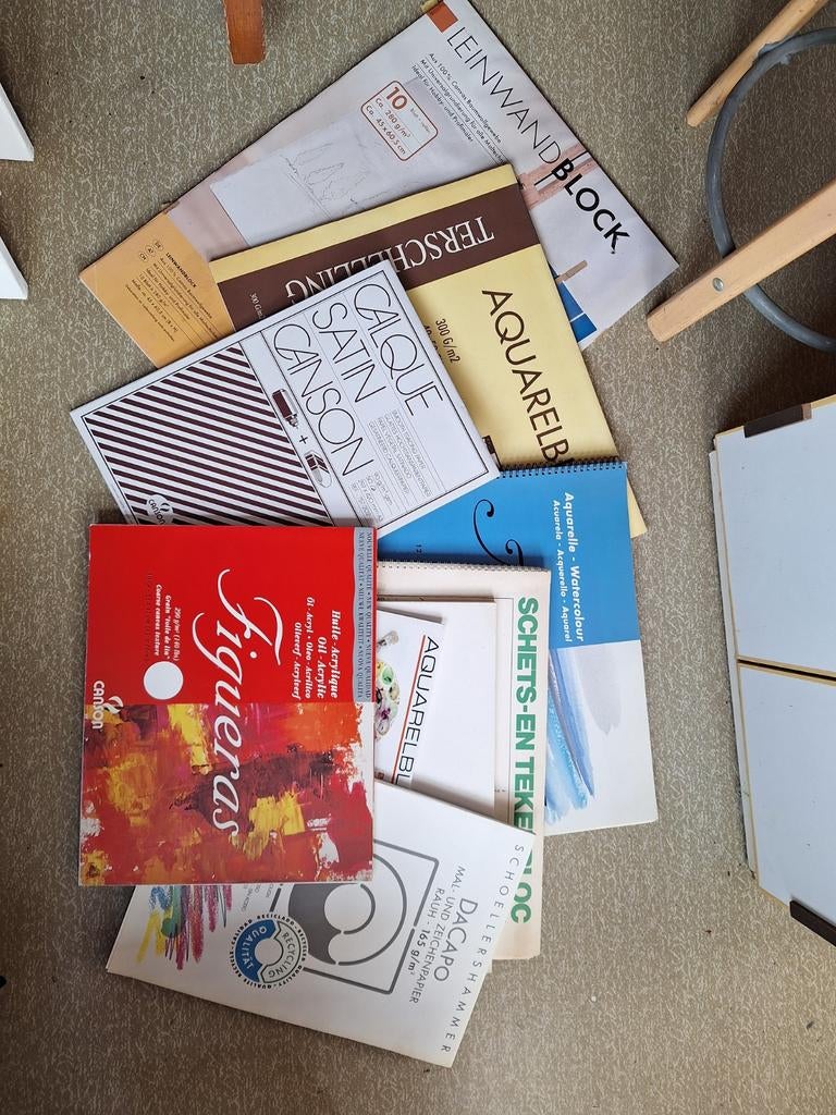 13 diverse aquarelblokken en schetsboeken, Ophalen of Verzenden, Gebruikt, Papier, Schets- of Tekenboek