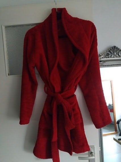 Wehkamp dames fleece badjas rood ( knie lengte ), Wehkamp, Verzenden, Gedragen, Maat 36 (S)