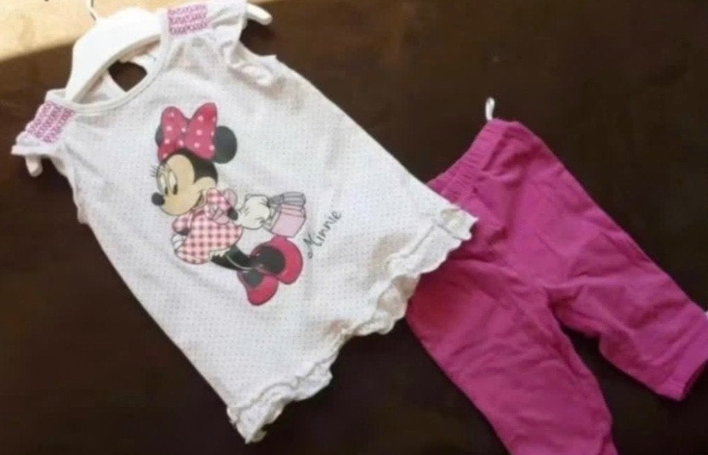 Minnie Mouse zomer jurk met roze legging in maat 80, Kinderen en Baby's, Babykleding | Maat 80, Ophalen, Zo goed als nieuw, Meisje
