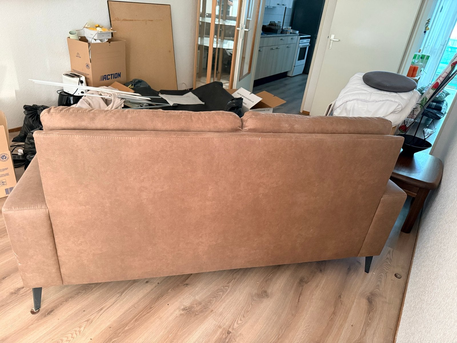 Tweeënhalf Zits Bank Taupe - 195x85x95cm, Huis en Inrichting, Banken | Bankstellen, Ophalen, Gebruikt, 150 tot 200 cm, Driepersoons