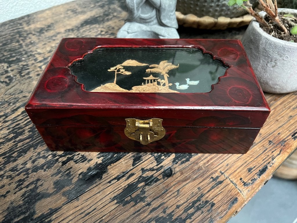 Chinees diorama sieraden kistje doos box chinese, Verburgt Vintage, Gebruikt, Ophalen of Verzenden, https://verburgtvintage.nl/#contact