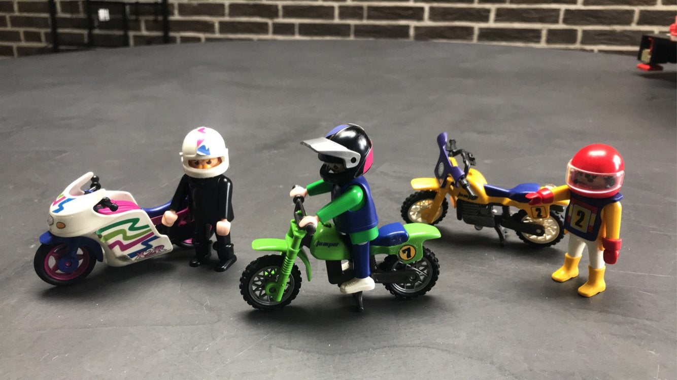 Playmobil Racing Vintage – 3 motoren met coureurs, Kinderen en Baby's, Gebruikt, Losse onderdelen, Voertuig, Ophalen of Verzenden