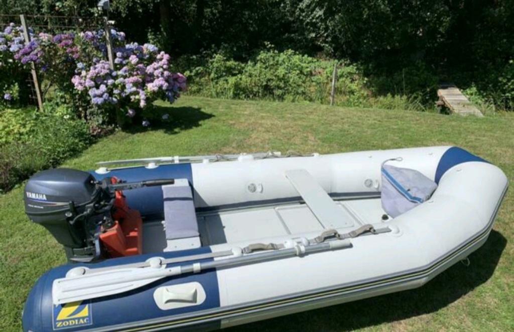 Zodiac rubberboot met yamaha 6pk 2cilinder buitenboordmotor, Watersport en Boten, Rubberboten, Ophalen, Gebruikt, 6 pk, Zodiac