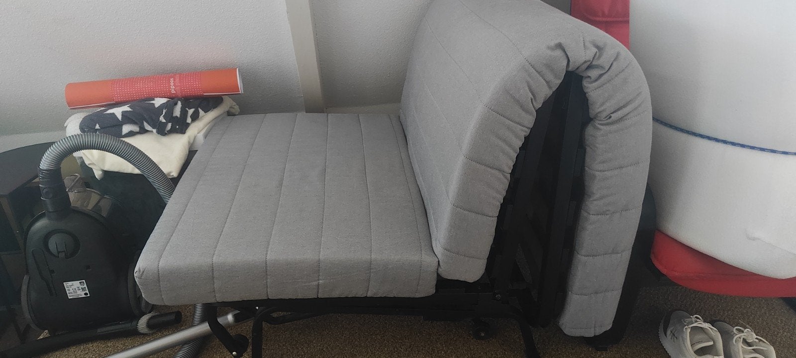 Lycksele löväs slaapstoel / slaap fauteuil / vouwbed, Ophalen, Eenpersoons, Wit, Zo goed als nieuw