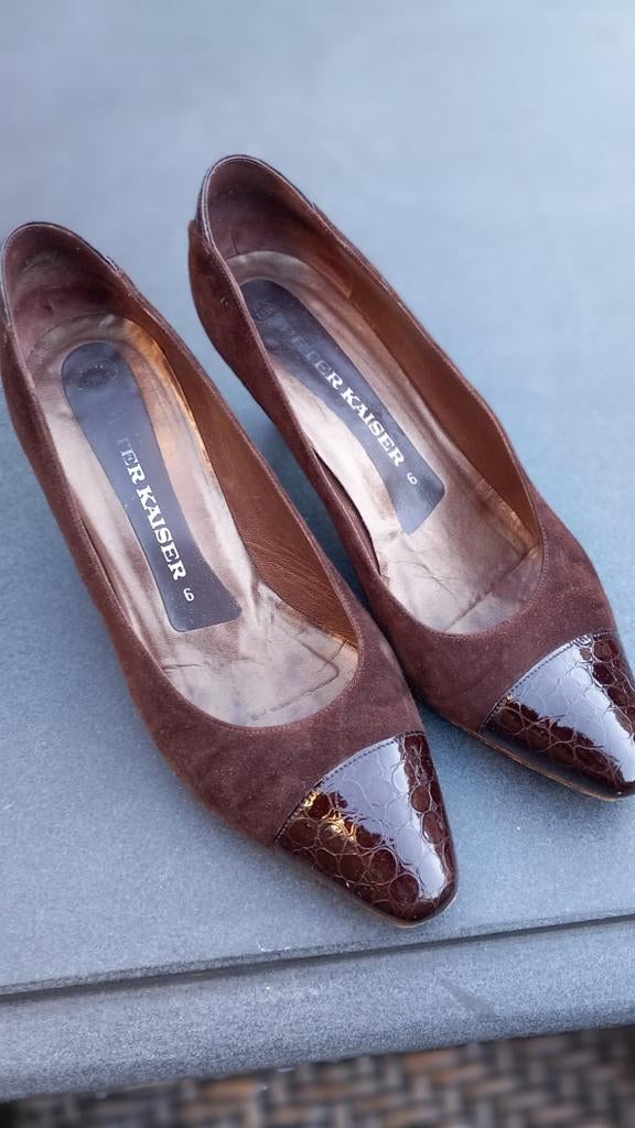 Peter Kaiser suède pumps met croco-print neus, Peter Kaiser, Pumps, Bruin, Ophalen of Verzenden