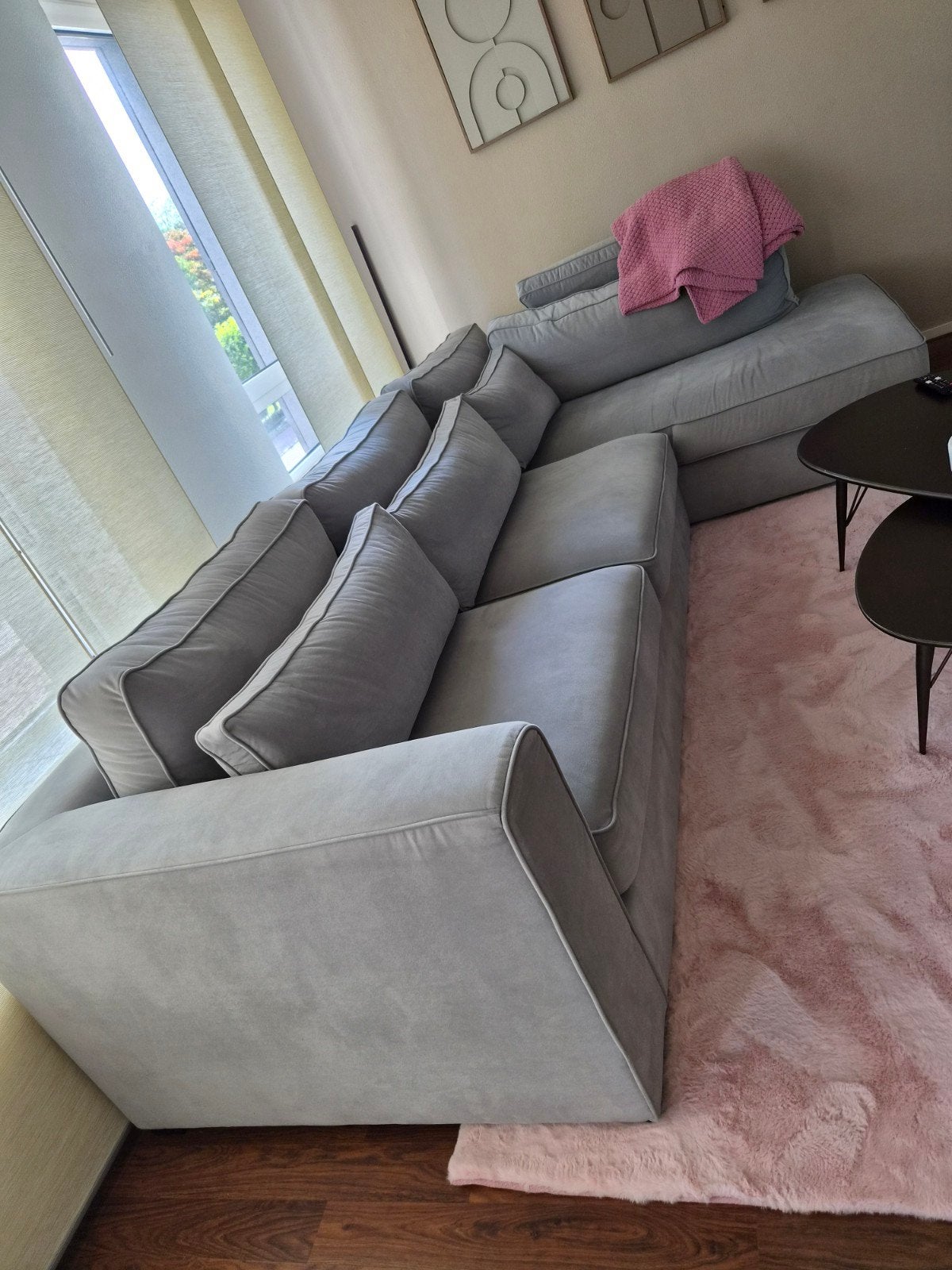 Comfortabele grijze hoekbank - Zo goed als nieuw, Ophalen, Hoekbank, 300 cm of meer, Zo goed als nieuw