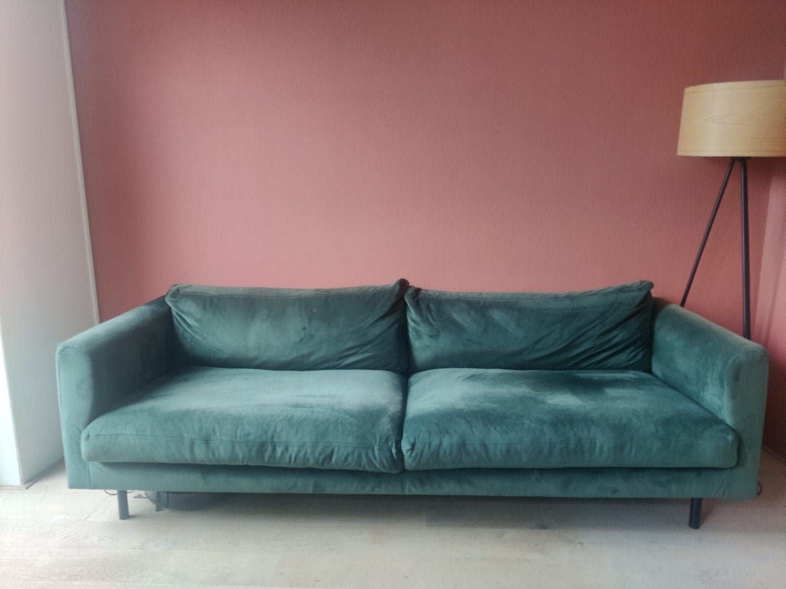 3zitsbank By Sidde, model Frode, inclusief poef, Ophalen, Gebruikt, 100 tot 125 cm, Driepersoons