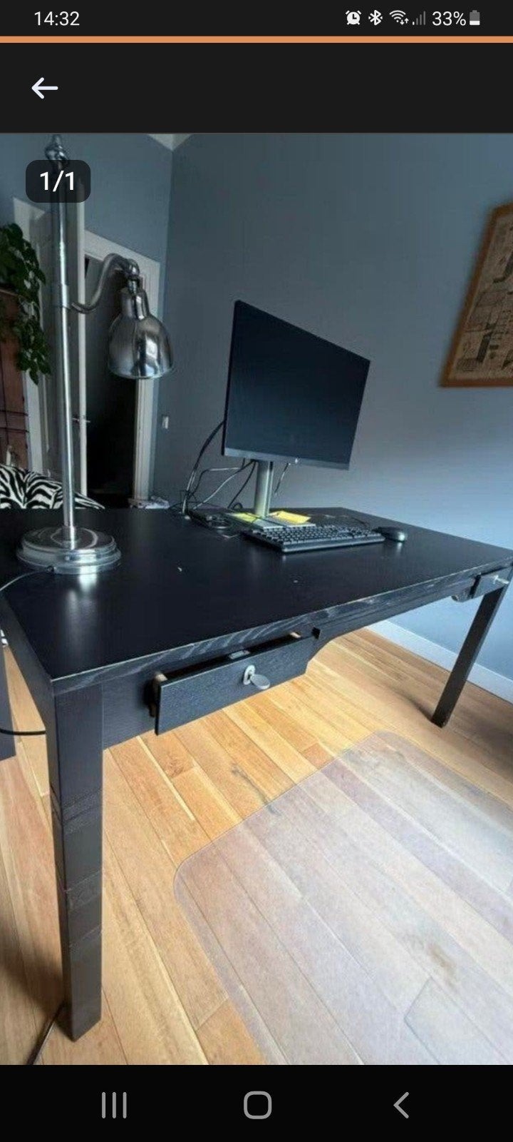 Zwart Bureau IKEA 150x75, Ophalen, Zwart, Gebruikt, Hout