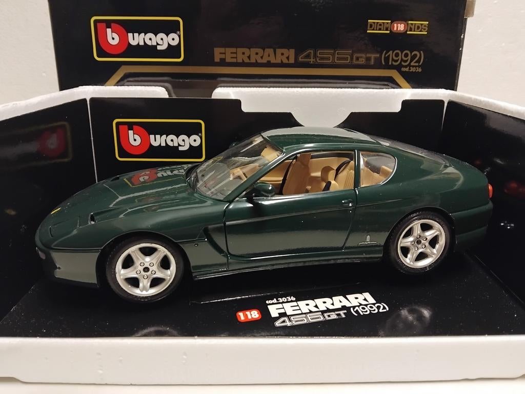 Ferrari 456 GT Pr Bernard AA-13 donkergroen Bburago 1:18 KRD, Ophalen of Verzenden, Zo goed als nieuw, Auto, Overige merken