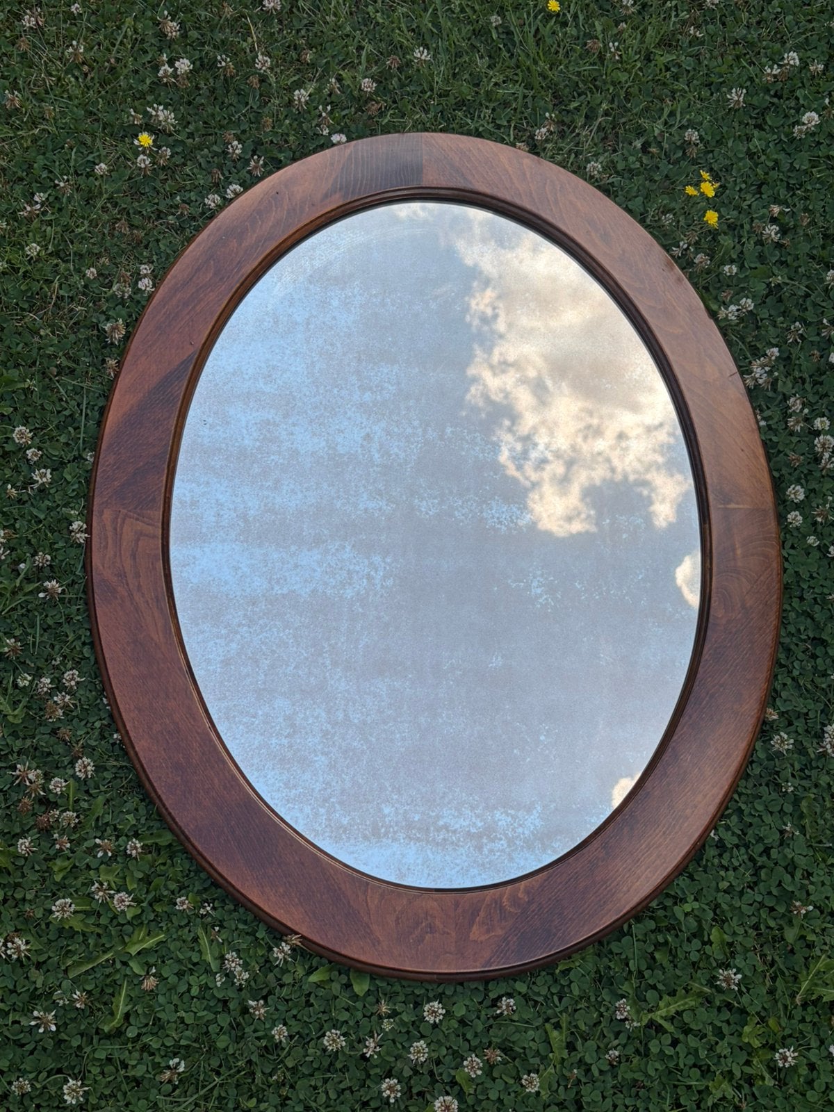 Vintage ovale spiegel, Ophalen of Verzenden, Gebruikt, Rechthoekig, Minder dan 100 cm