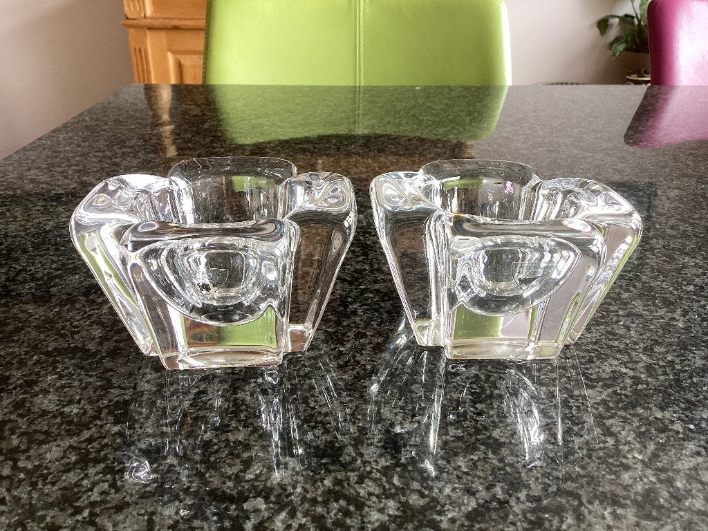 Kristal, waxinelichthouder, Orrefors, vintage, setprijs, Ophalen