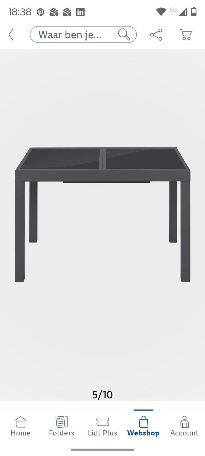 Nieuwe verstelbare tuintafel met zwart glas 120 tot 180 cm -, Ophalen, Nieuw, Rechthoekig, Aluminium