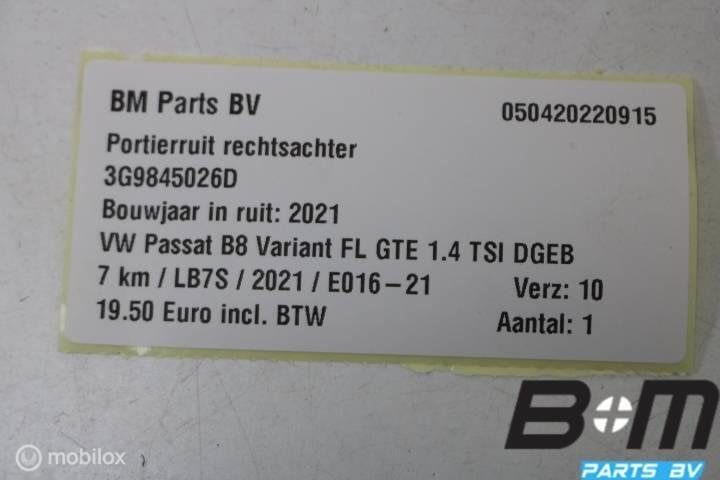 Portierruit rechtsachter VW Passat B8 3G9845026D, Gebruikt