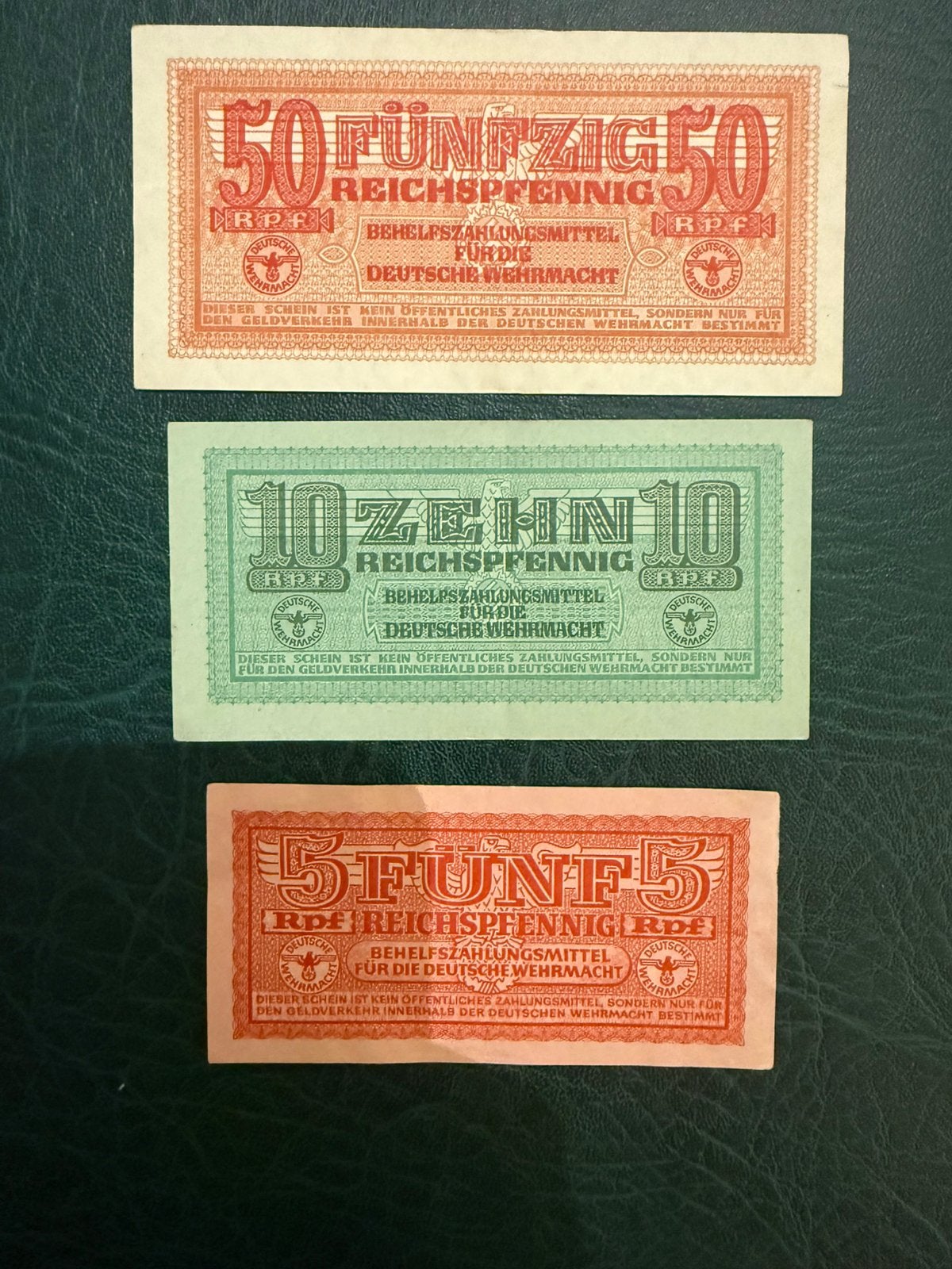 Duitsland (Wehrmacht) papiergeld (5, 10, 50 Reichspfennig), Ophalen of Verzenden, Duitsland, Setje