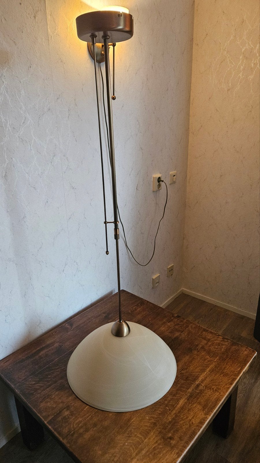 Steinhauer hanglamp - in hoogte verstelbaar, Huis en Inrichting, Lampen | Hanglampen, Gebruikt, Glas, Modern, E27 (groot)