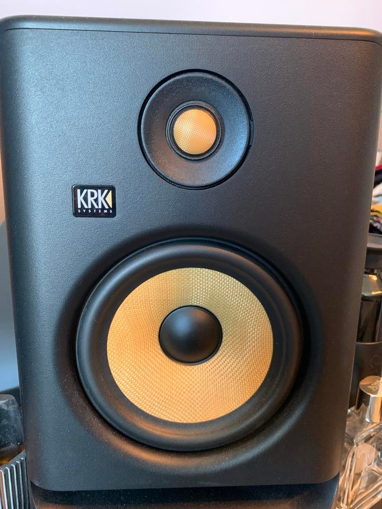 KRK Rokit 7 / X 2  stokken Studio Monitor  - Zwart/Geel, Overige merken, Ophalen of Verzenden, Zo goed als nieuw, 60 tot 120 watt