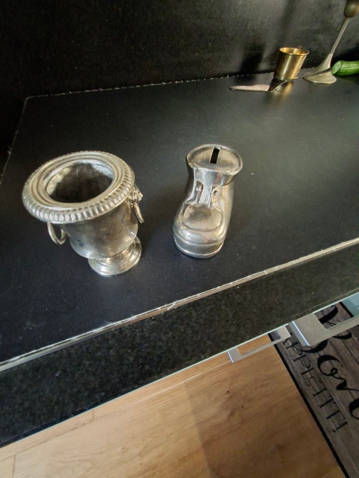 Vintage Verzilverde Spaarpot en Vaasje, Ophalen of Verzenden