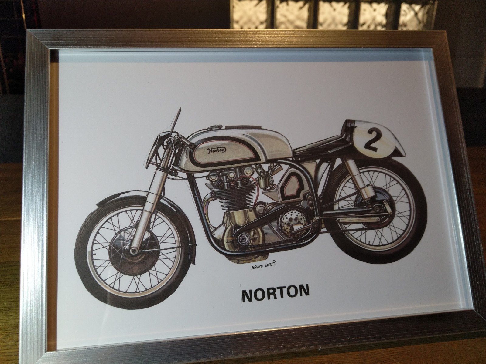 Poster Norton Manx 500cc Racer 1950, Ophalen of Verzenden, Auto's