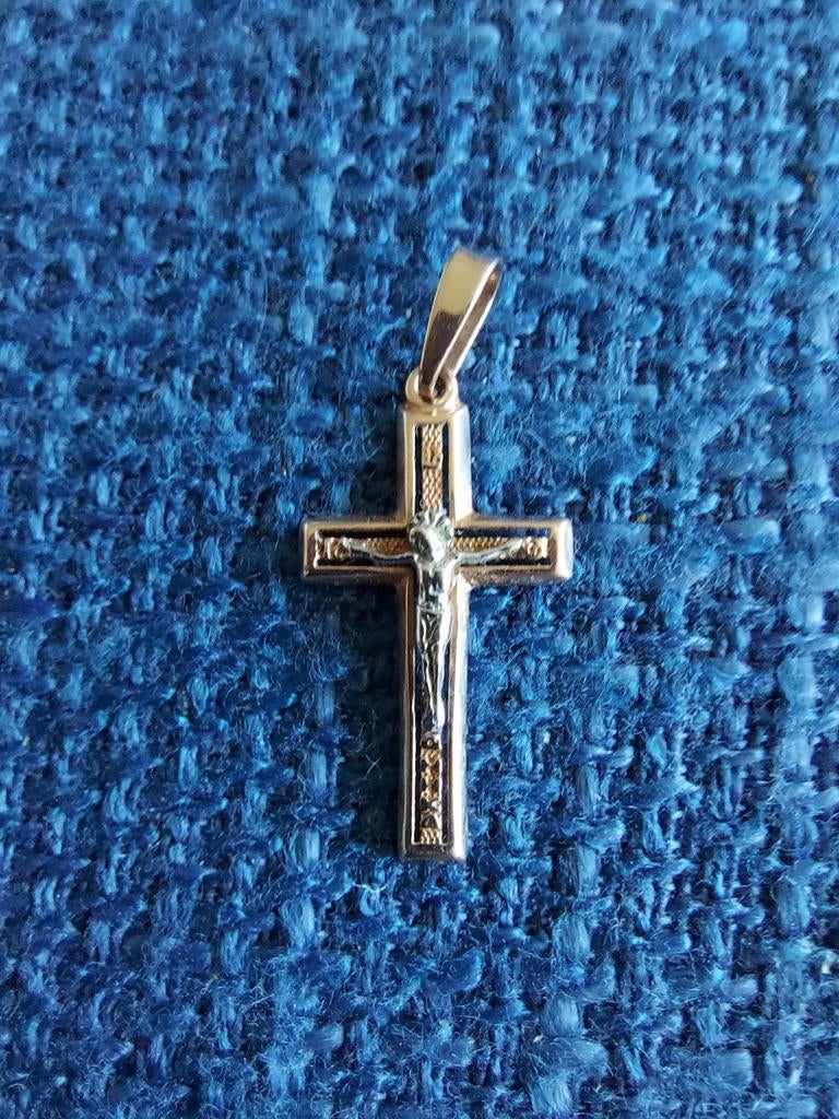 Gouden Orthodoxe Kruis Hanger met Christusfiguur, Sieraden, Tassen en Uiterlijk, Kettinghangers, Ophalen of Verzenden, Zo goed als nieuw