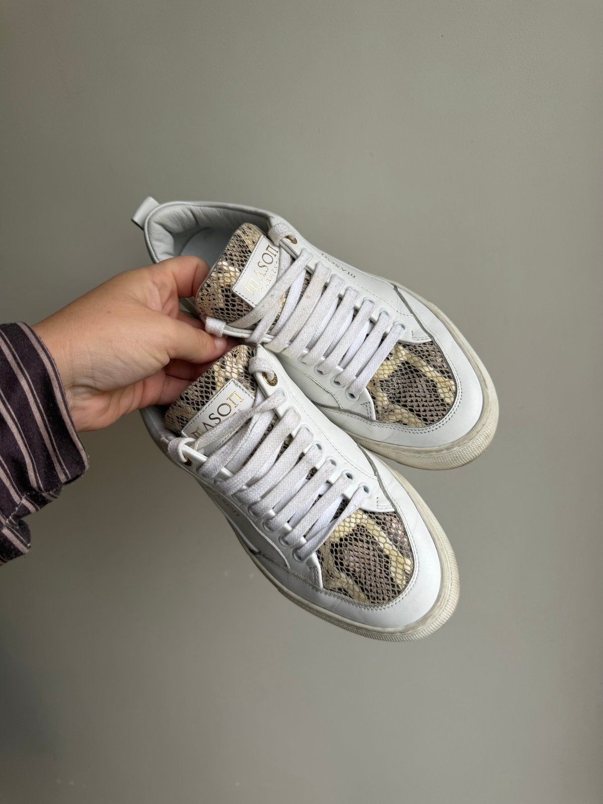 Mason schoenen slangenleer, Ophalen, Zo goed als nieuw, Wit, Sneakers of Gympen