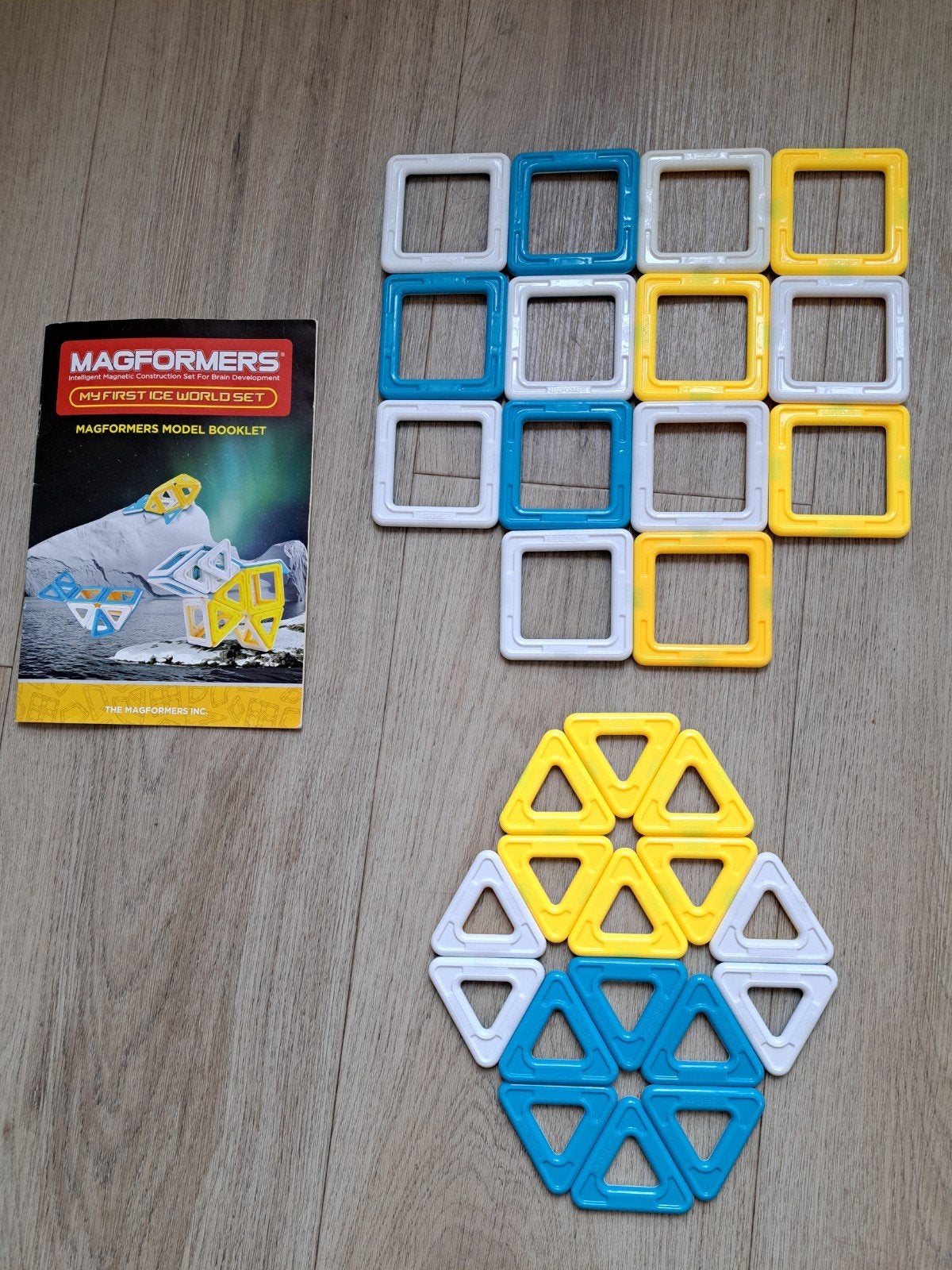 Magformers 30 stuks blauw-wit-geel, Ophalen of Verzenden, Zo goed als nieuw, Overige merken