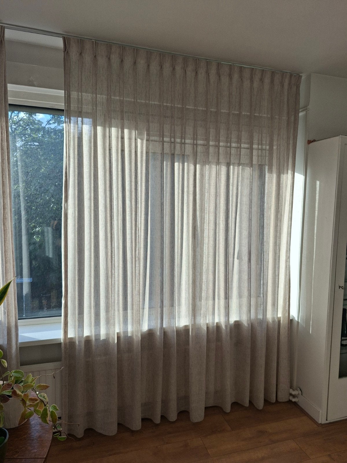3 plooigordijnen in naturel kleur, Huis en Inrichting, Kwantum, Ophalen of Verzenden, Crème, Polyester