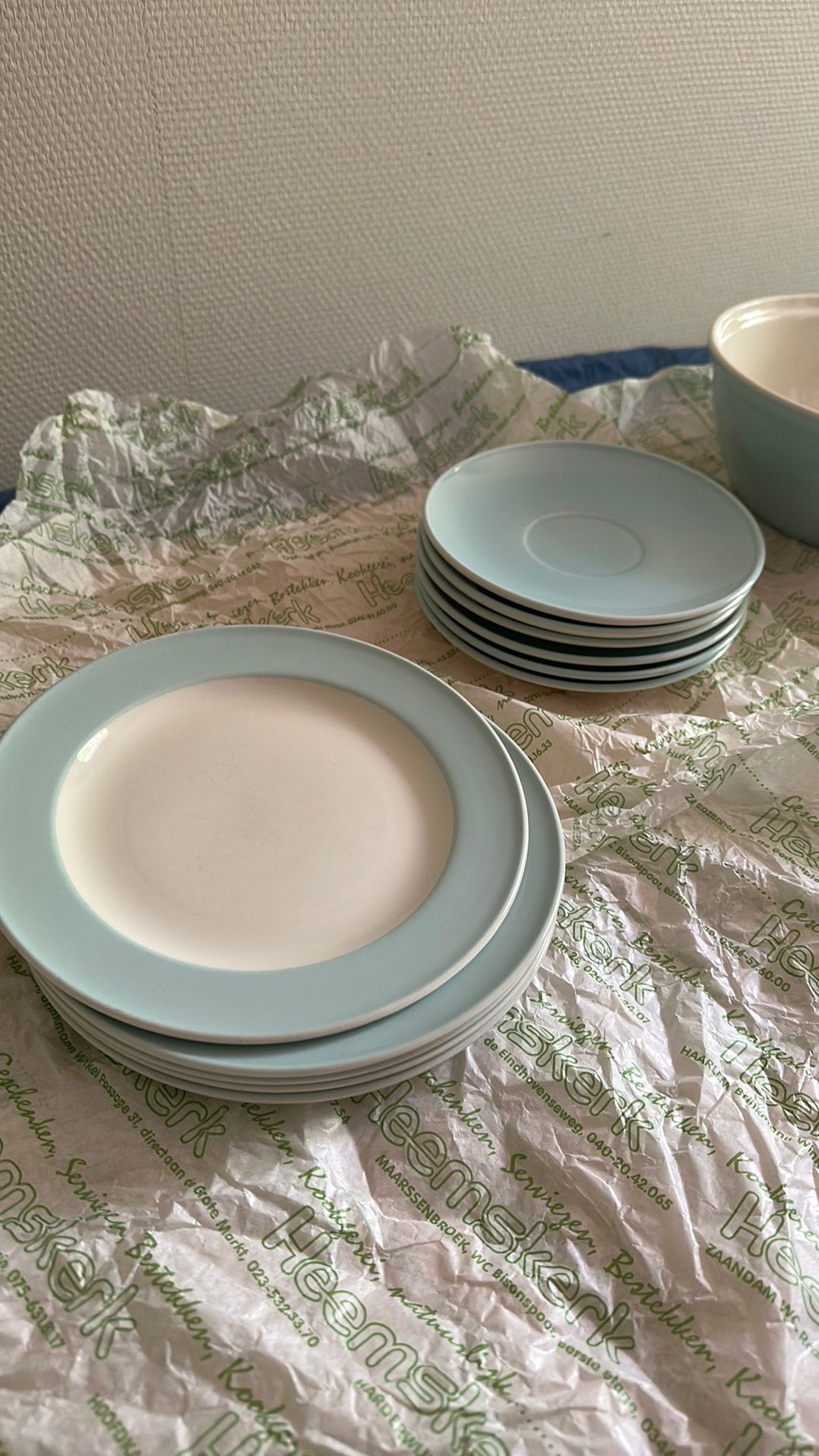 Vintage Royal Boch servies - lichtblauw/wit, Ophalen, Gebruikt, Keramiek, Vintage