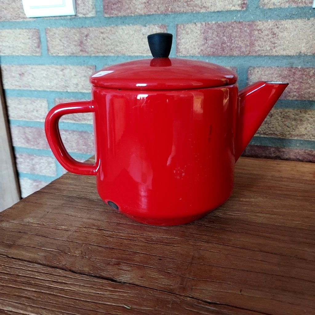 Emaille theepot koffiepot rood, Antiek en Kunst, Antiek | Emaille, Ophalen of Verzenden
