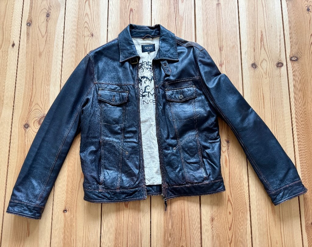 ARMA leren jas / jack - Bruin Leer - Maat 50 Medium Large, Bruin, Maat 48/50 (M), Zo goed als nieuw, Arma
