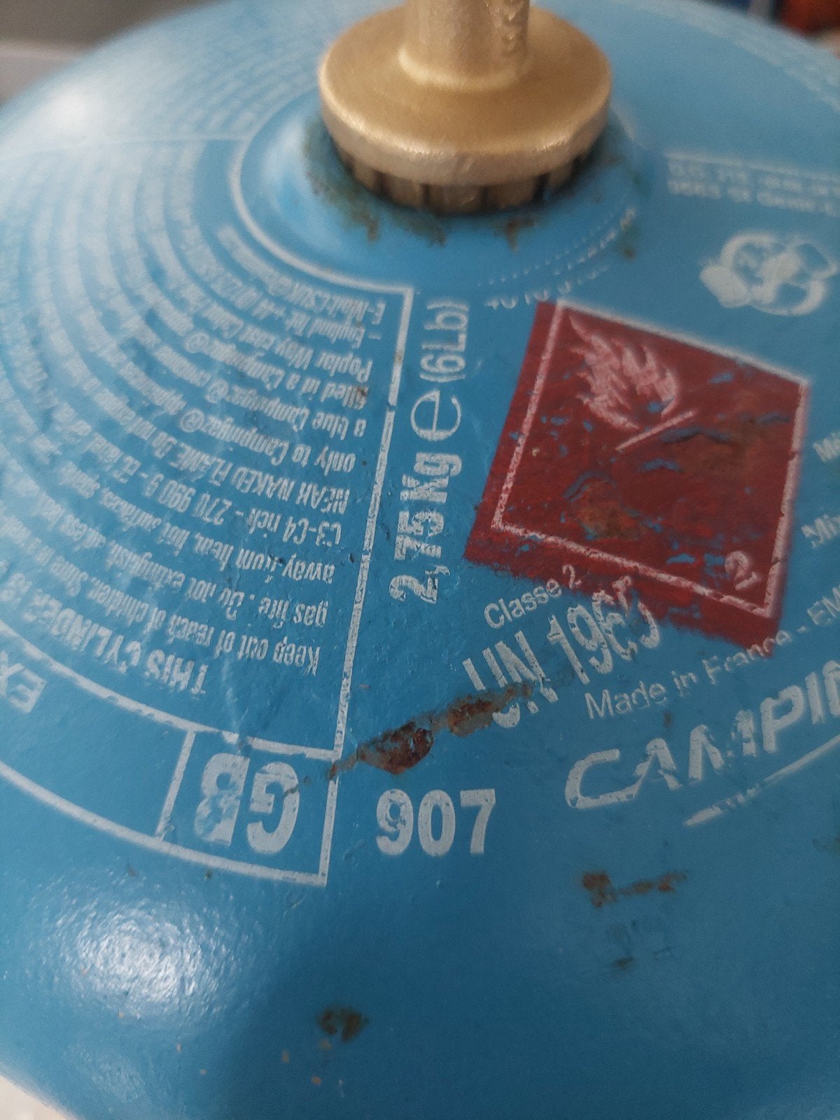 gasfles 907 vol met kraan, Caravans en Kamperen, Ophalen, Gebruikt
