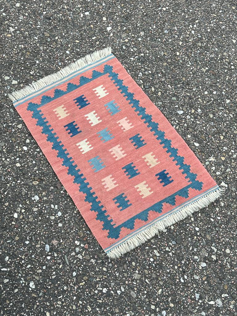 Vintage  Kelim Vloerkleed 38x58 cm, Minder dan 50 cm, Gebruikt, 50 tot 100 cm, Blauw