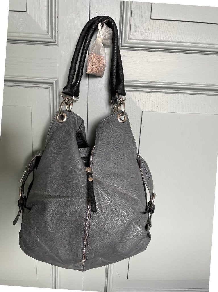 Grey Y2K Contrast‑Handle Handbag – Tas‑009, Verzenden, Gebruikt, Grijs, Handtas