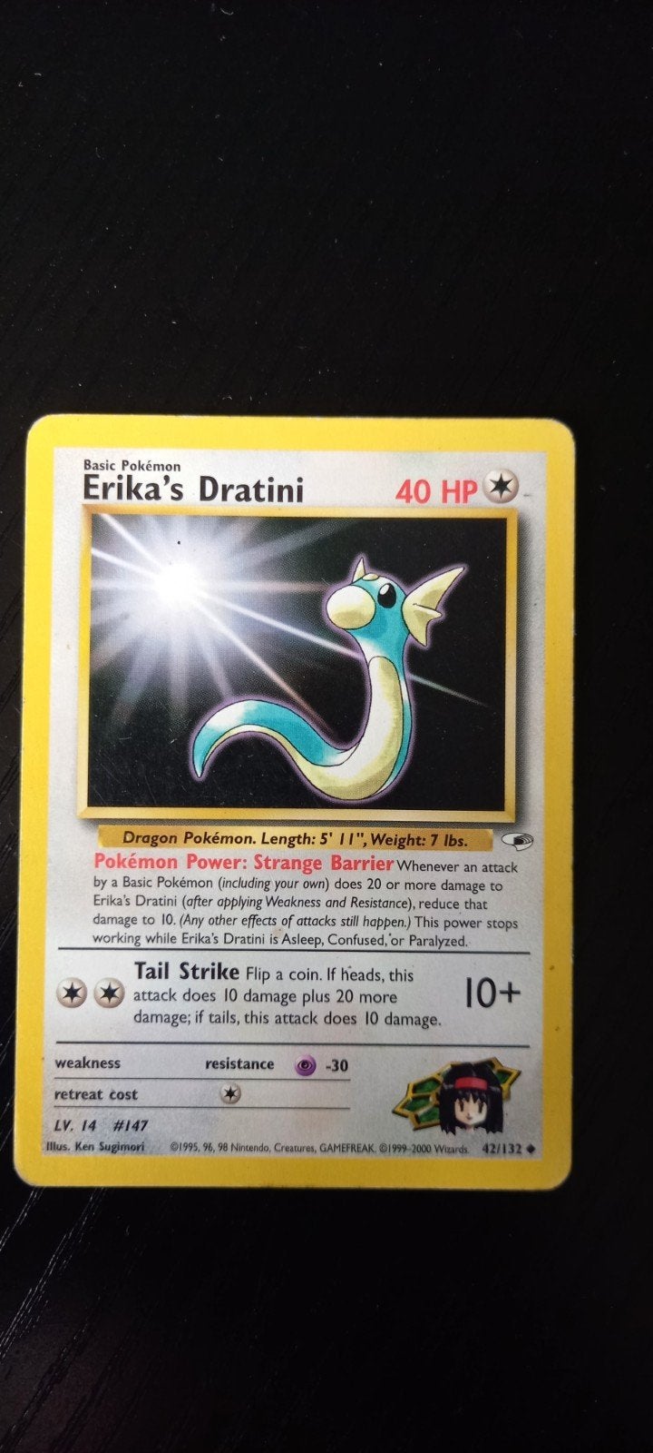Pokémon Kaart: Erika's Dratini (42/132) - Gym Heroes, Ophalen of Verzenden, Gebruikt, Losse kaart