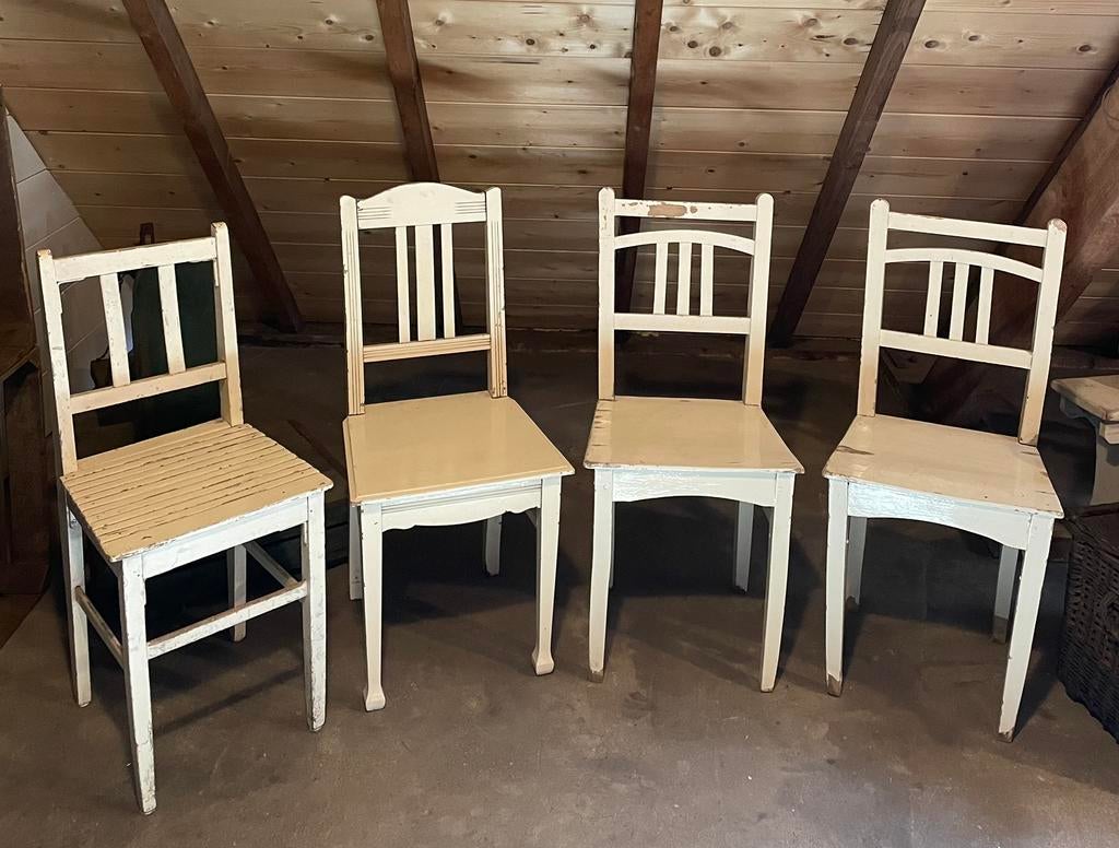 Brocante oude houten Stoelen / stoeltjes, Antiek en Kunst, Curiosa en Brocante, Ophalen