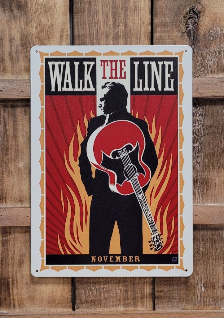 Johnny Cash i walk the line reclamebord van metaal wandbord, Info@deconoord.nl, Deco Noord, Nieuw, Ophalen of Verzenden