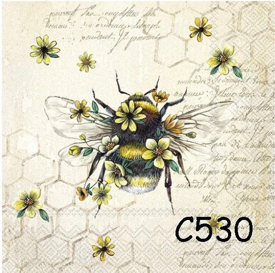 Servetten decoupage/bullet journal – bijtje C530, Verzenden, Nieuw
