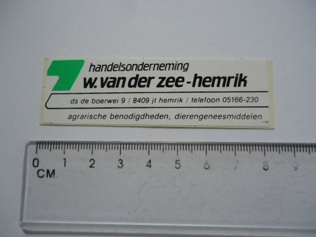 sticker oud Hemrik W van der ZEE agrarisch landbouw agri, Verzenden, Zo goed als nieuw, Bedrijf of Vereniging
