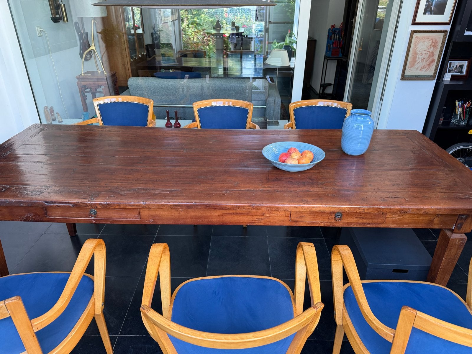 Hardhouten eettafel 240x89 cm (met 8 stoelen optioneel), Huis en Inrichting, Ophalen, Gebruikt, 200 cm of meer, 50 tot 100 cm
