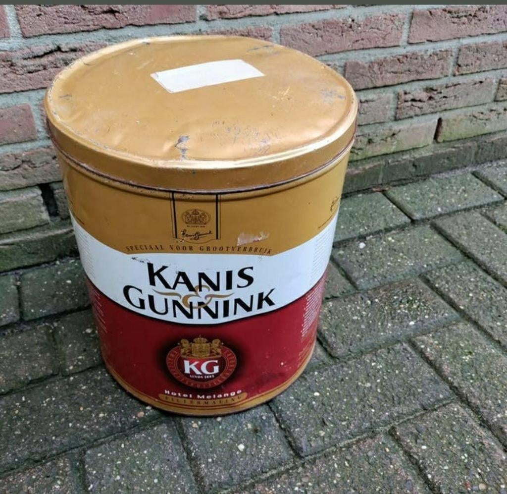 KANIS&GUNNINK,Koffieblik,koffie,groot blik,crème,rood,wit, Ophalen of Verzenden, Gebruikt, Overige merken