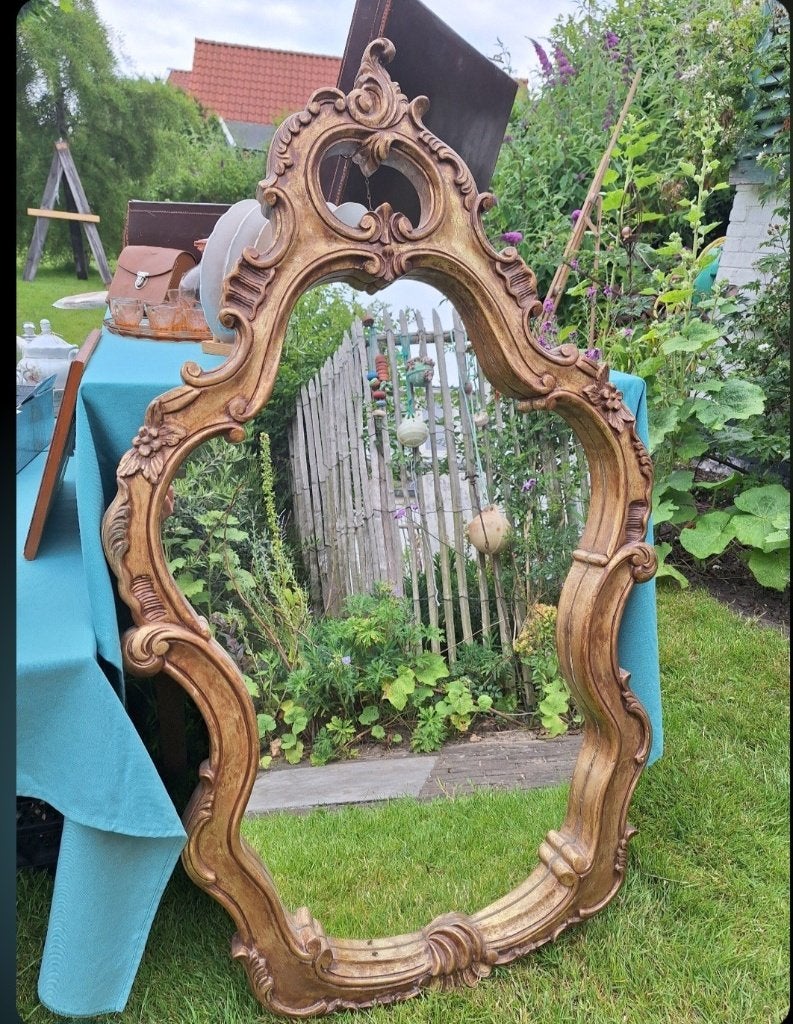 brocante spiegel, Antiek en Kunst, Antiek | Spiegels, Ophalen, Overige vormen, 50 tot 100 cm, 100 tot 150 cm