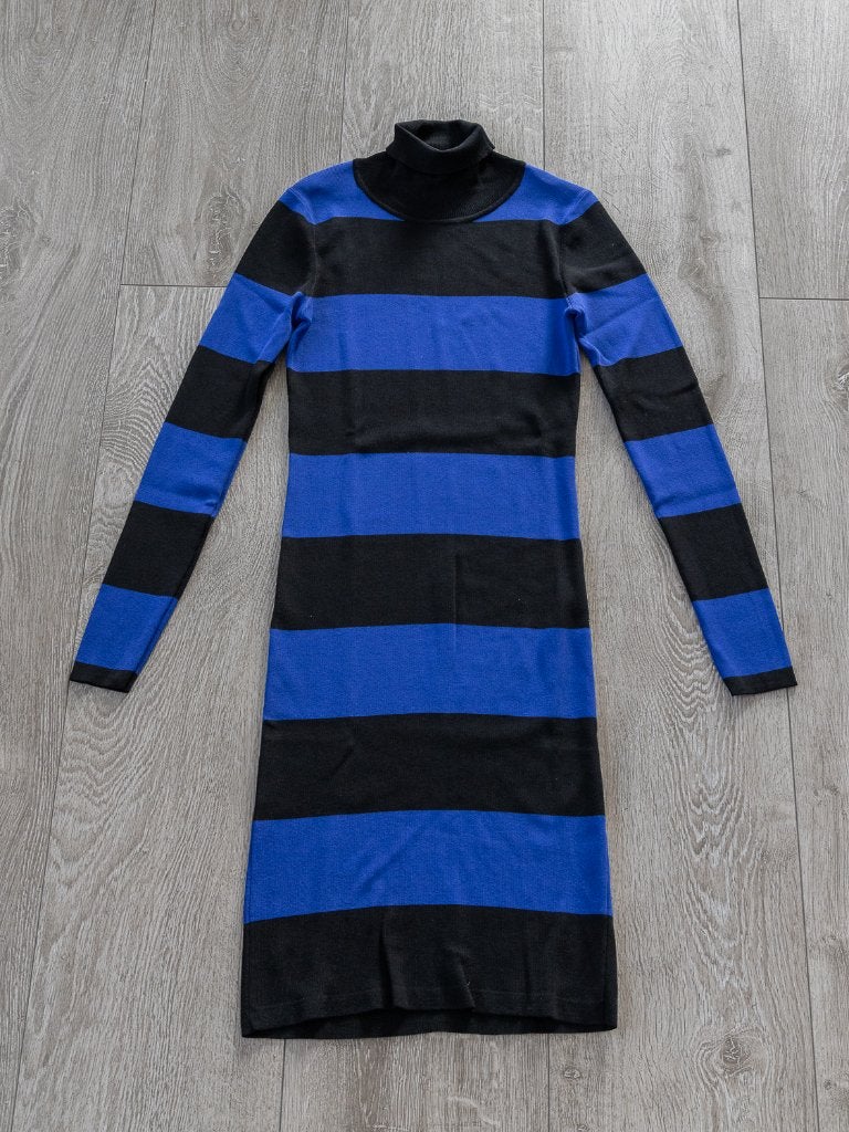 Nikkie gestreepte jurk zwart/blauw maat 36, Blauw, Ophalen of Verzenden, Zo goed als nieuw, Nikkie